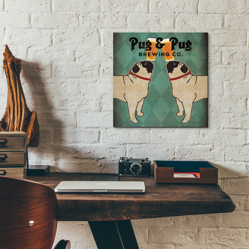 «Pug And Pug Brewing Square» par Ryan Fowler, H 12 po x l 12 po x P 0,13 po