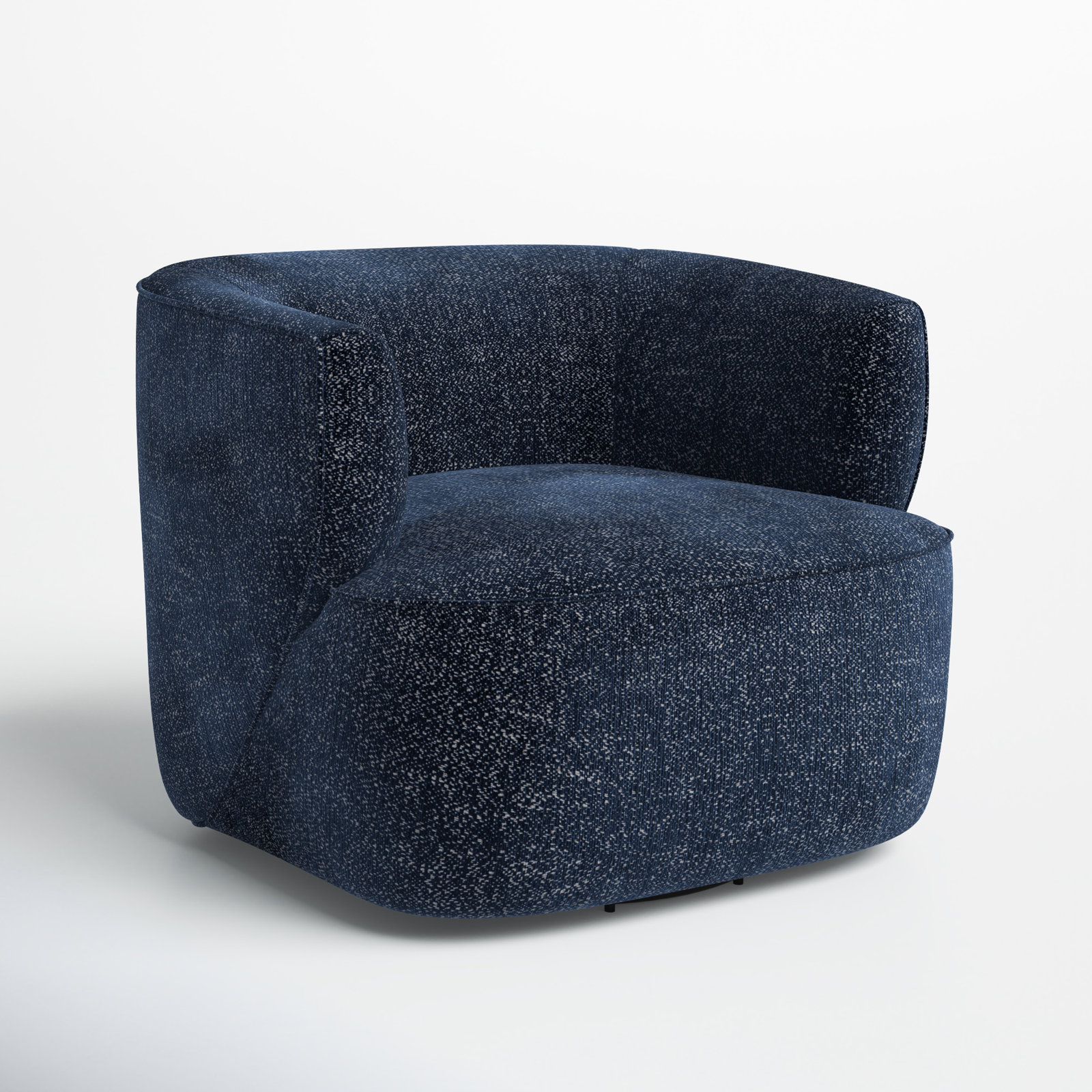 Bronte Pine Swivel Barrel Chair, Comal Azure Performance Textured Weave