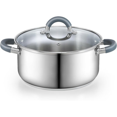 Marmite en acier inoxydable de 3 pte de Cook N Home Basics avec couvercle, marmite pour pâtes, soupe, poignée en silicone Stay-Cool, marmite avec chauffage uniforme, va au four, batterie de cuisine pour la mise en conserve, l'ébullition, le mijotage