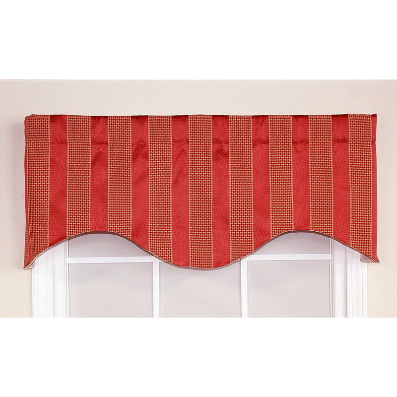 Westhoff Cotton Blend Striped Scalloped Window Valance
