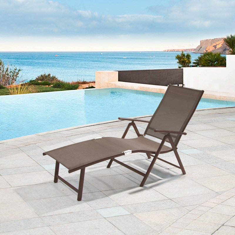 Chaise longue d'extérieur pliante et inclinable Cllgone, Brun