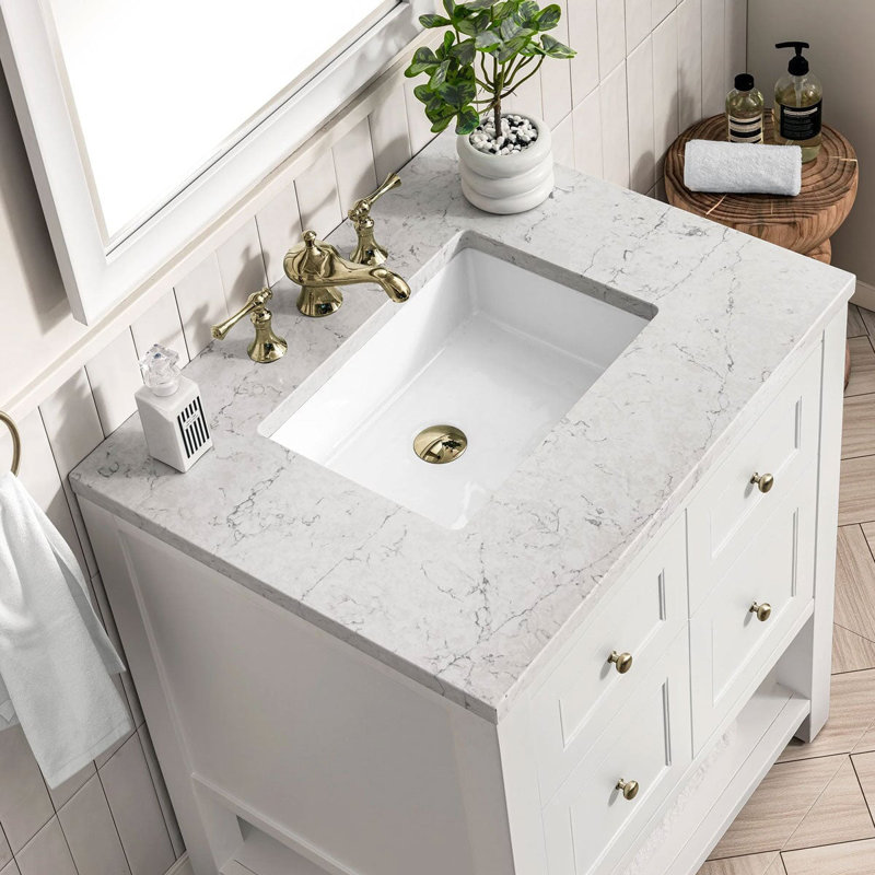 Breckenridge 30'' W Single Vanity, Bright White, Carrara White, 8" Widespread