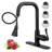 Single-Handle Pull-Down Sprayer Coil Spring High-Arc Kitchen Faucet With Deckplate Sink Faucet In Matte Black-116830689