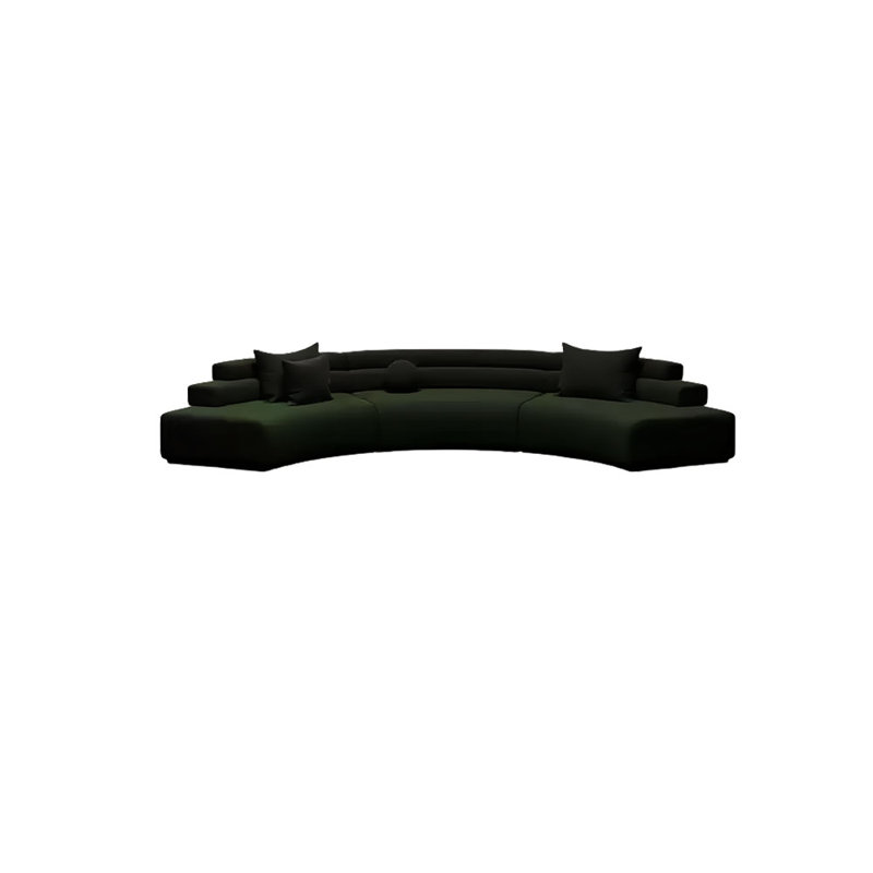 Canapé de luxe semi-circulaire courbé, H 25,59 po x l 141,73 po x P 37,4 po