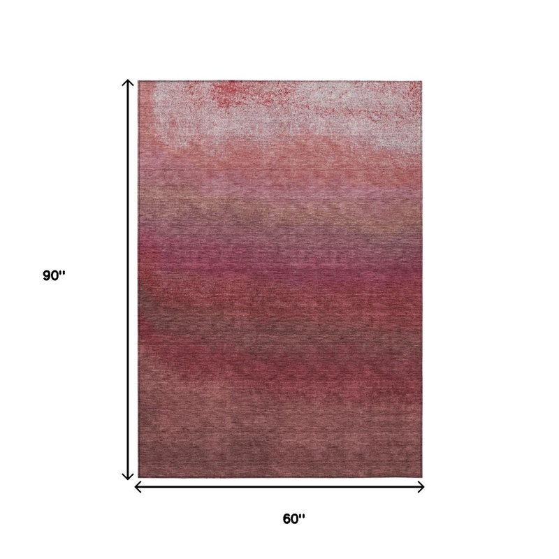 Tapis intérieur lavable rouge et rosé 5 pi x 8 pi
