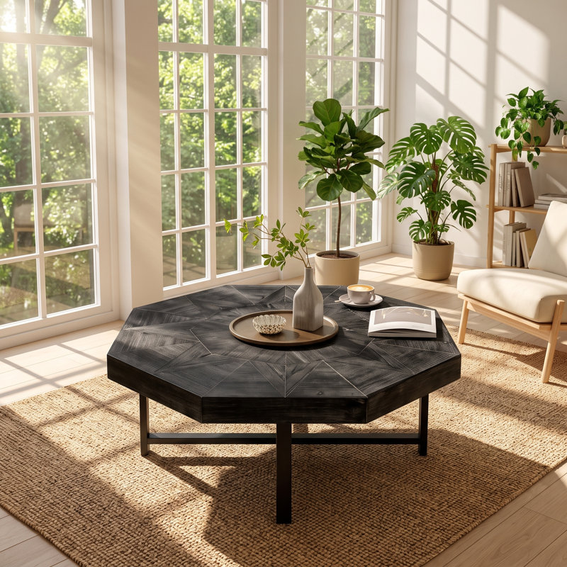 Table basse à base octogonale en bois H 29,7 po x l 29,1 po x H 29,7 po