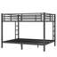 Structure de lit superposé en métal pour adultes et adolescents, conception robuste peu encombrante, aucun sommier tapissier requis, réduction du bruit, finition noire-1121278828