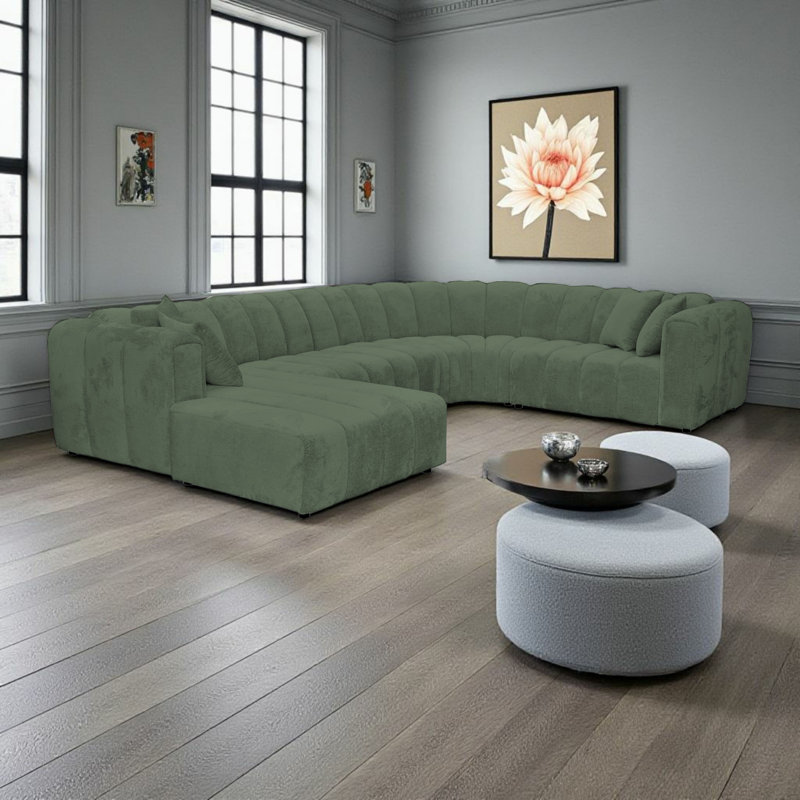 5 Seater Corner Sofa, Left Hand Facing, Green