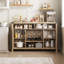 Buffet 52 po en rotin avec rangement, armoire de cuisine de ferme avec tiroir, armoire à café en bois Boho avec tablettes ouvertes
