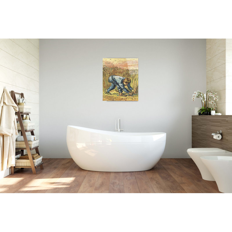 The mower with sickle By Van Gogh Vincent 80cm H X 60cm W CrystalArt Material Acrylic Glass Effect, Frameless Panel Lightweight Ready to Hang