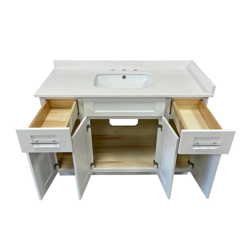 Ensemble de meuble-lavabo simple 48 po avec plateau en quartz Chrisna