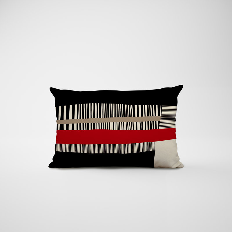 Chamu Polyester/Polyester Blend Lumbar Rectangular Indoor/Outdoor Pillow Cover & Insert, Red, 18"H x 25"W