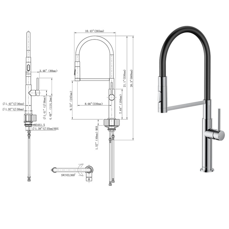 TONWIN Kitchen Faucet, Chrome