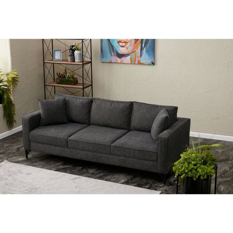 Canapé 86,6 po, 100 % polyester anthracite, Noir