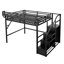 Lit mezzanine robuste en métal avec rangement intégré et garde-robe