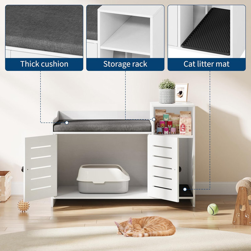 Enceinte cachée pour litière pour chat, Blanc