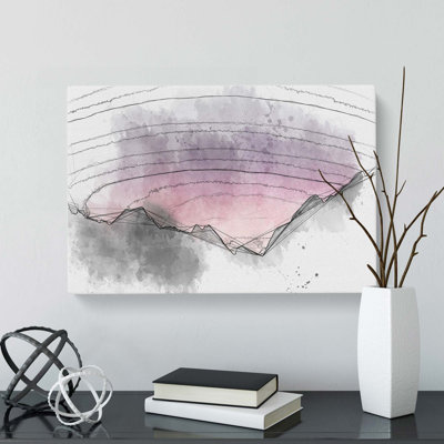 Pink Sky at Night in Abstract - Wrapped Canvas Drawing - Wrapped Canvas
