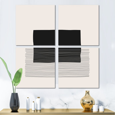Minimal Geometric Lines And Squares VIII - Modern Art, reproduction d'art sur toile, ensemble de 4 pièces