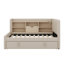Lit de jour simple avec lit gigogne, structure de lit de jour en L avec tablettes de rangement et ports USB, lit gigogne extensible-2140480570
