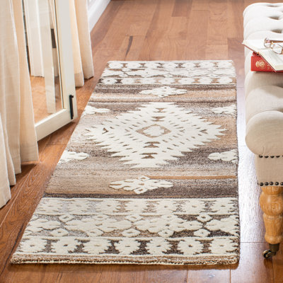 Dimmick Hand Tufted Wool/Cotton Southwestern Rug in Light Brown
