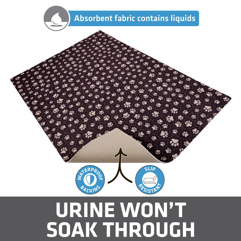 Original Cat Litter Mat, Contains Mess from Box, Protects Floors, Urine-Proof, Machine Washable, Soft on Kitty Paws, Absorbent, Waterproof (20”x28”) (Paw Path Tan) (USA Made)