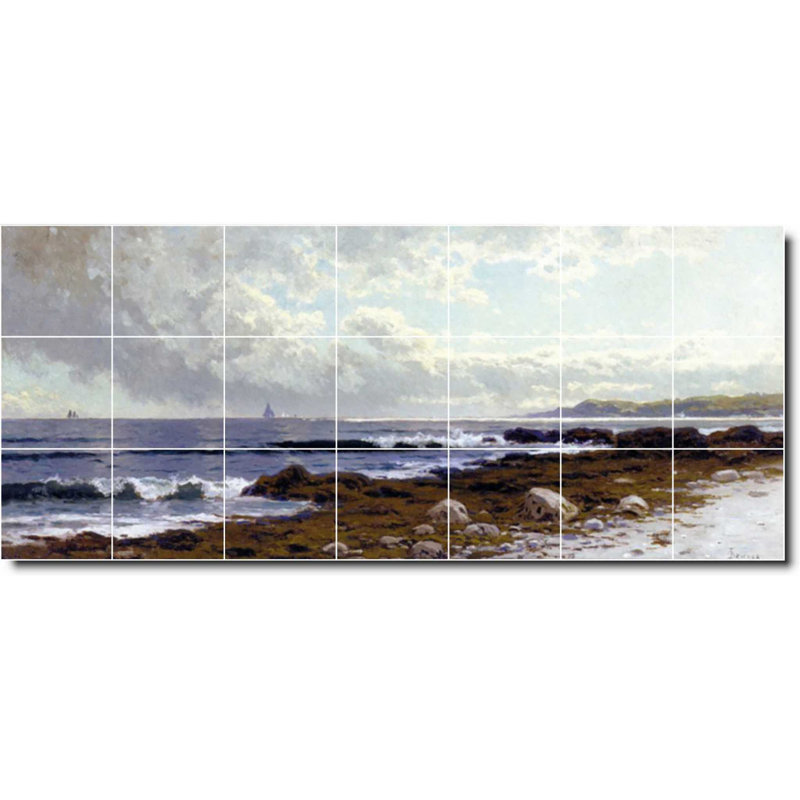 84 po x 36 po, peinture murale en céramique 12 po x 12 po, Bord de l'eau 01020