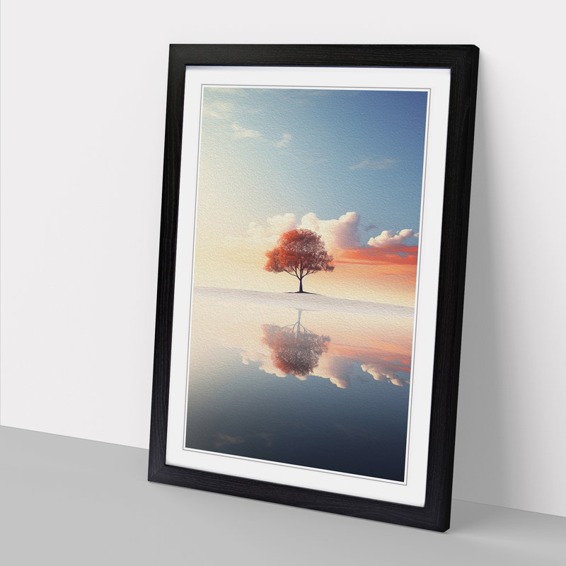 Landscape Minimalism Art - Framed Print, 34cm H x 25cm W, Black Framed