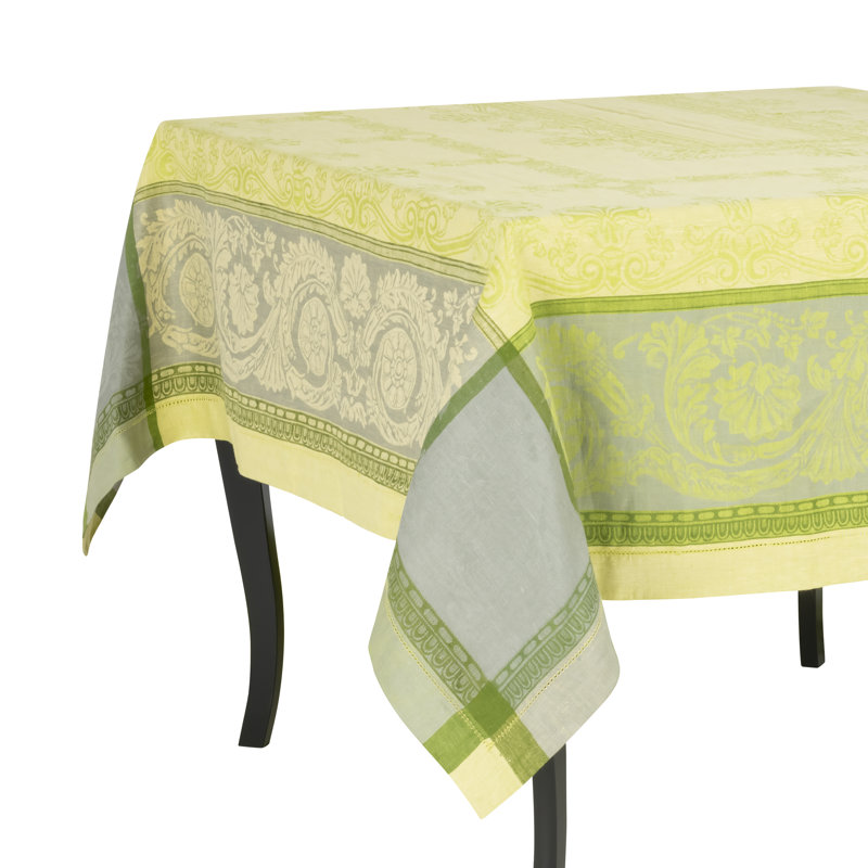 Nappe French Home Lin Cleopatra, L 71 po x l 100 po, Chartreuse / vert / gris