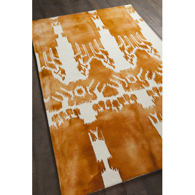 Cailin Authentic Hand-Tufted Orange Beige Abstract Wool Area Rug