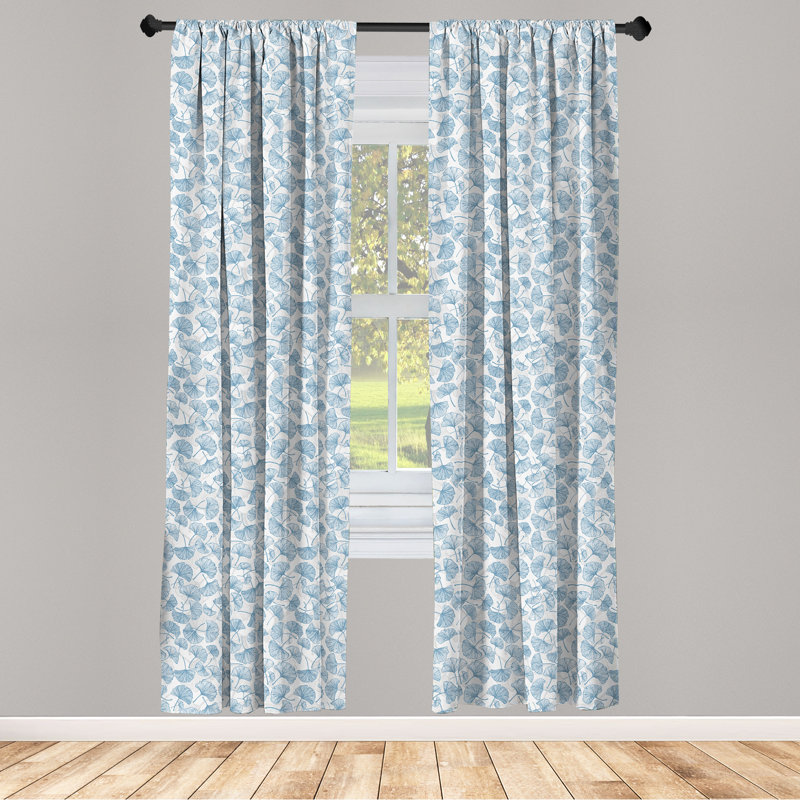 Gingko Floral Semi-Sheer Rod Pocket Curtain Panels, 28" x 63"