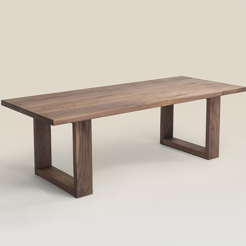 Table de salle à manger rectangulaire en bois massif Nut-Brown, H 29,53 po x L 70,87 po x l 33,46 po
