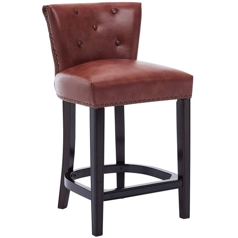 Ensemble de 2 tabourets de bar, cuir et bois