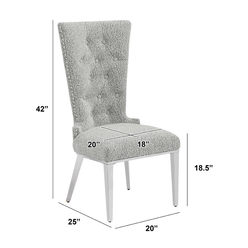 Chaises d'appoint Elegant Boucle, Gris riche, Argent argent