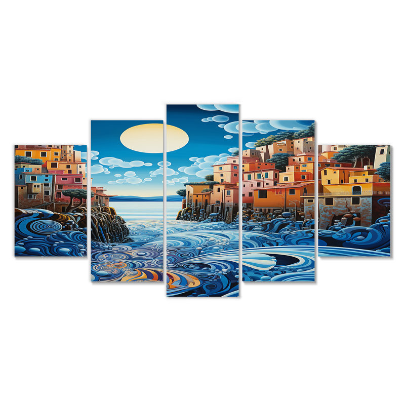 Roundtree - River, art mural pour le salon, 5 pièces