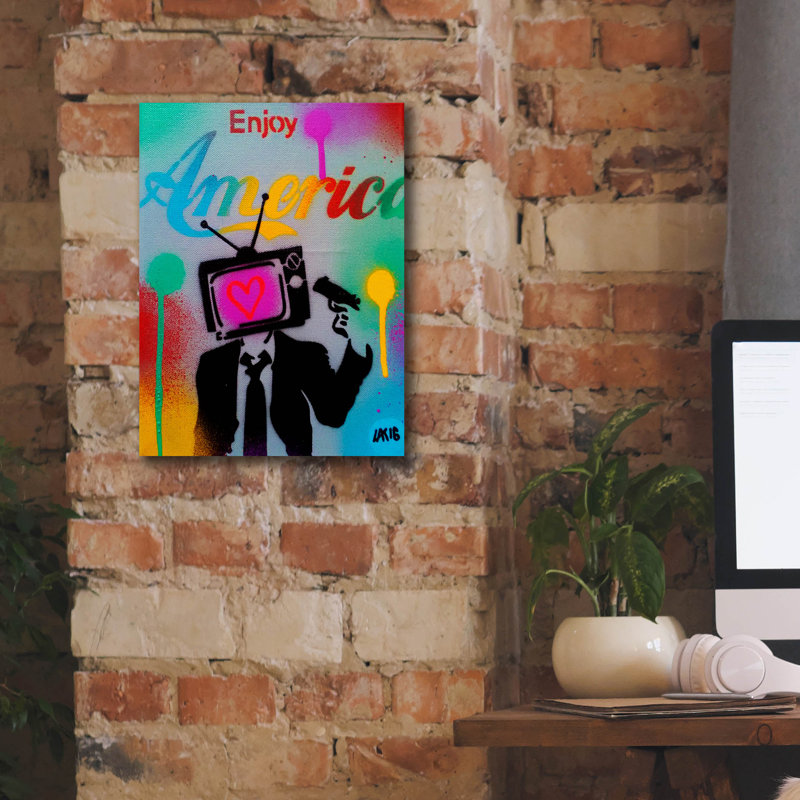 «Enjoy America» par Abstract Graffiti, H 16 po x l 12 po x P 0,75 po