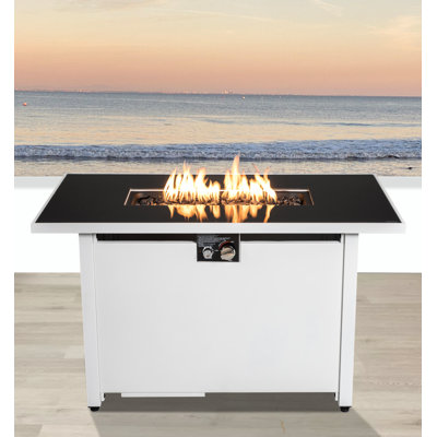 43” Smoked Glass Metal Rectangle Fire Pit