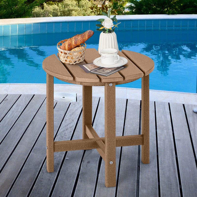 Lamija Round Outdoor Side Table , 46cm cm W 46cm cm D, Brown