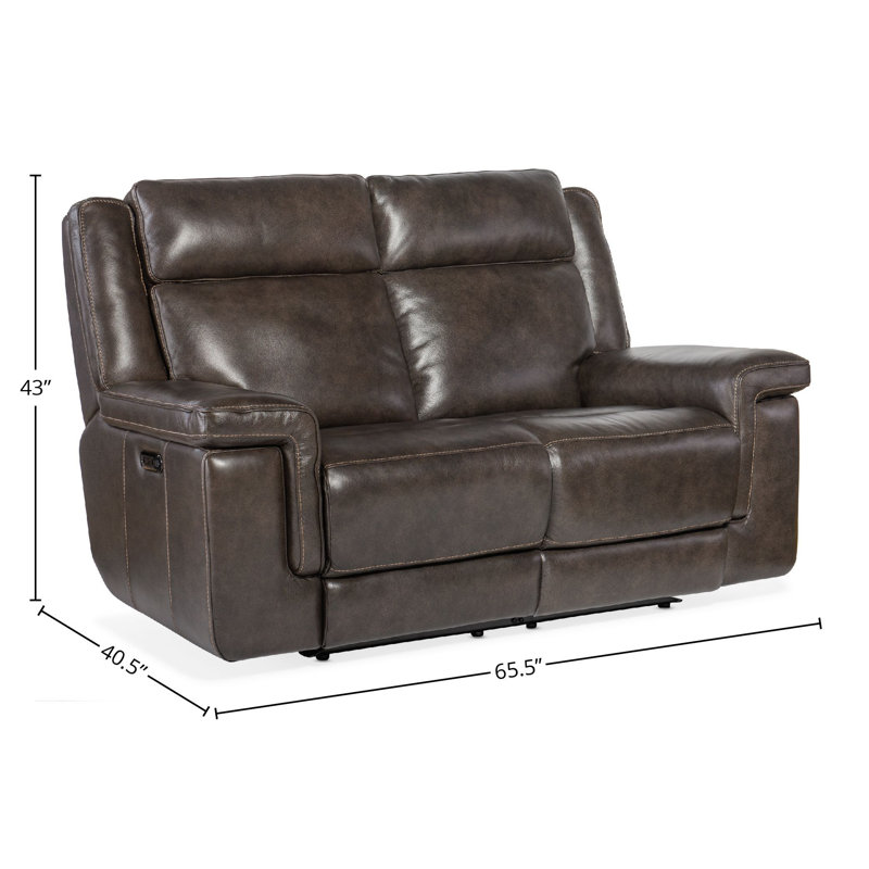 MS 87.5" Genuine Leather Pillow Top Arm Reclining Sofa, Genuine Leather Cosmos Cobalt, 43" H x 65.5" W x 40.5" D, 2
