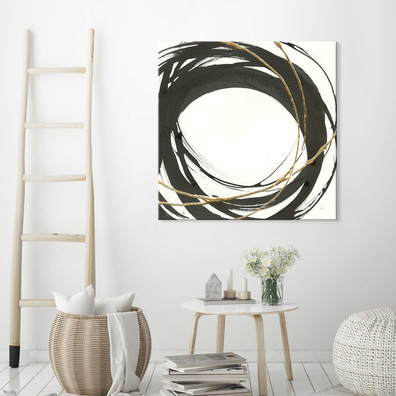 «Gilded Enso III», reproduction de peinture acrylique, H 18 po x l 18 po x P 1 po, Toile tendue