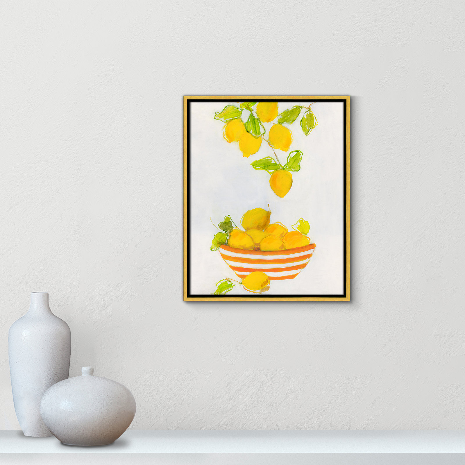 Darcy "Lemonlicious" Painting by Sally Swatland, 21.5" H x 17.5" W x 2" D, Gold Framed Canvas