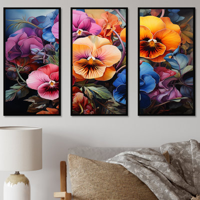 Colorful Pansy Garden I - Pansies Canvas Wall Art Set