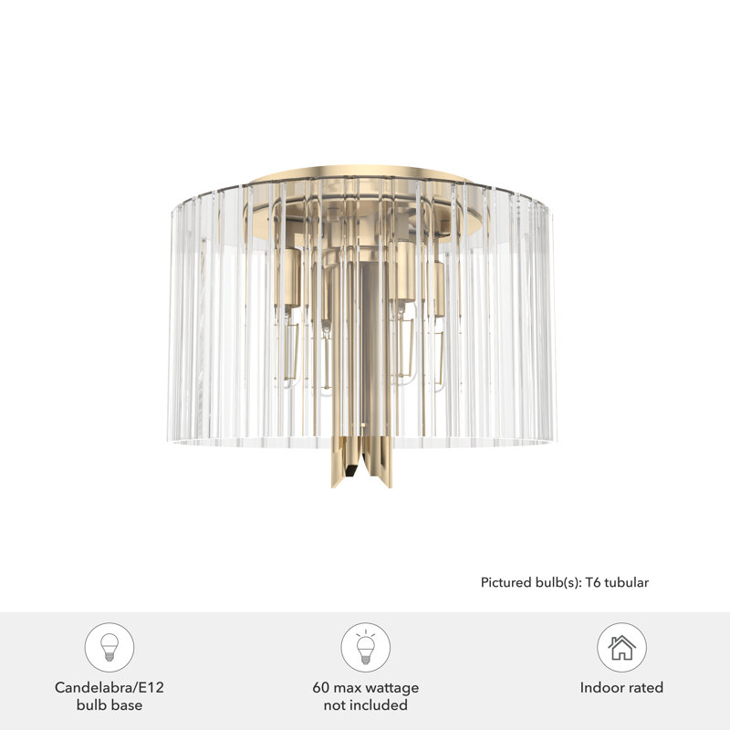 Alturas Gold Clear Fluted Glass LED Flush Mount Ceiling Light