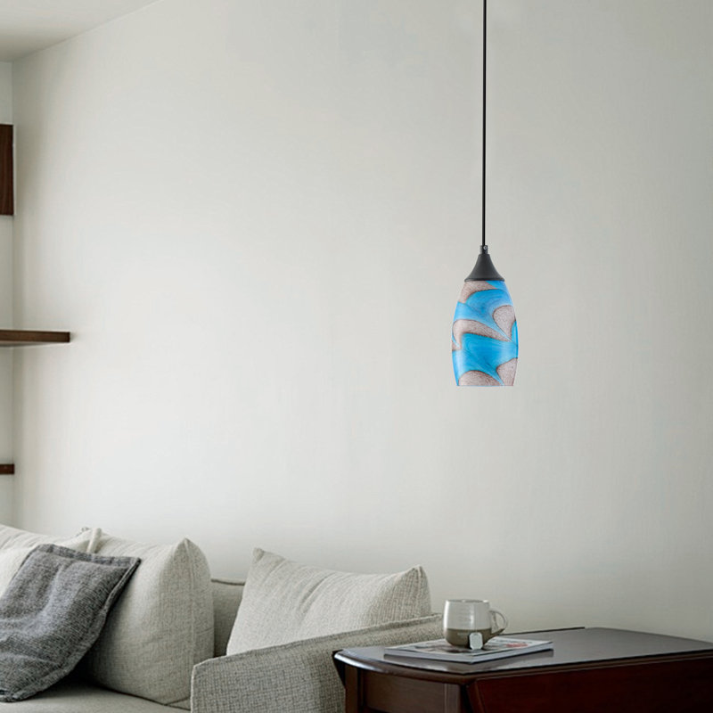 1-Sky blue dimmable glass iron pendant light