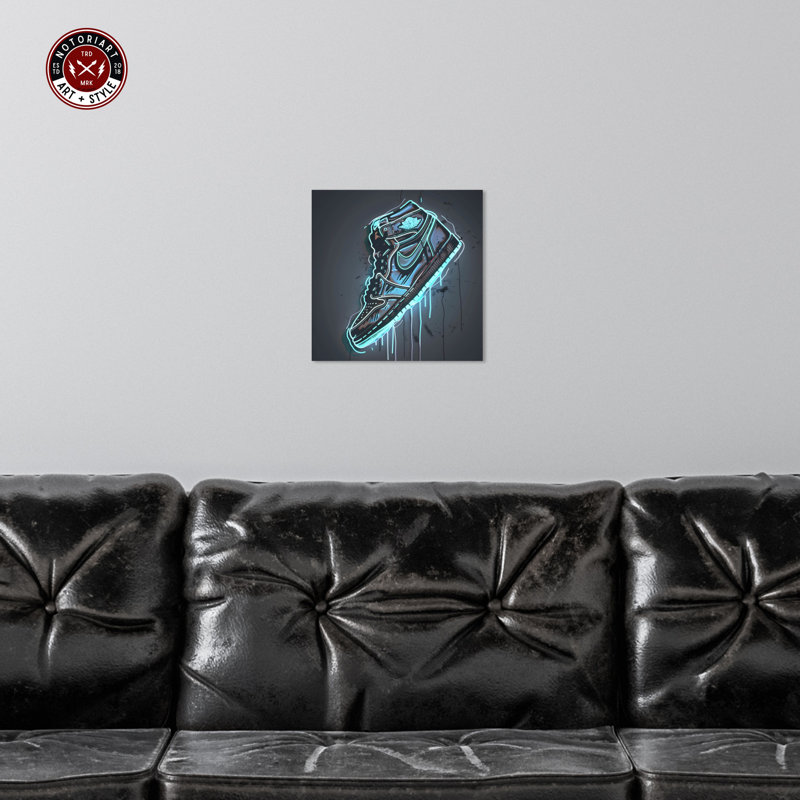 Art mural sur toile 1 pièce Notoriart Blue Glow Sneaker, Toile tendue, H 12 po x l 12 po
