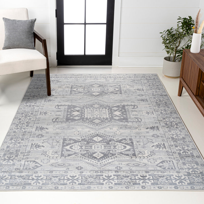 Tapis gris clair Federick, Rond 6 pi 7 po
