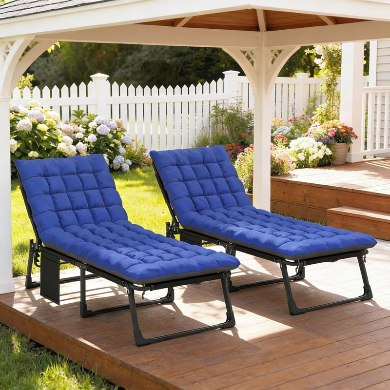 Cozy Recliner Chair,Outdoor Lounge Chair, Blue, 2