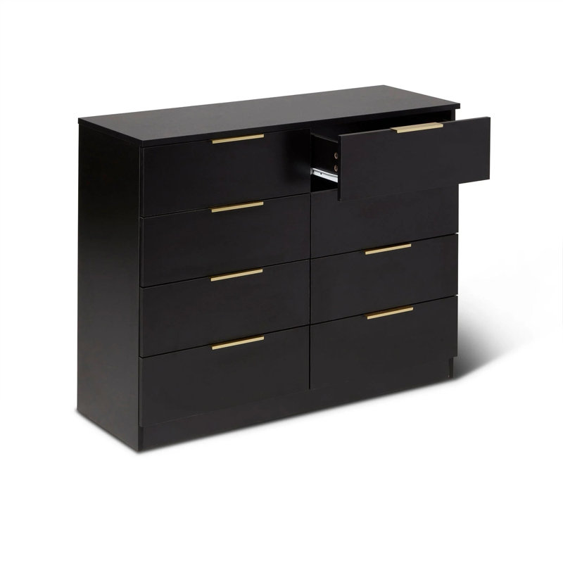 Glenhaven 98cm W 8 - Drawer Chest of Drawers, Black