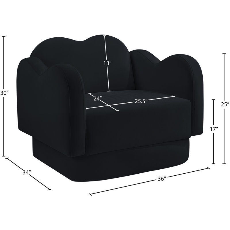 Chaise rembourrée Rainald, Velours noir