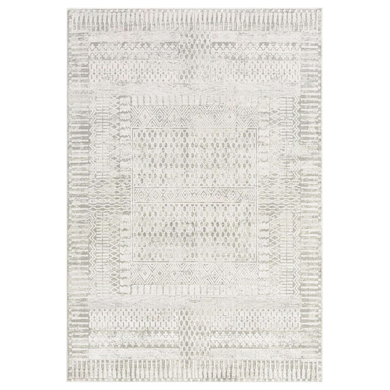 Tapis crème tissé à la machine en polyester tissé à la machine bonbon Southwestern, Rectangle 8 pi x 10 pi