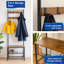 Square Steel Coat Rack with Shoe Storage Bench - Black Frame with Wooden Seat-98839774